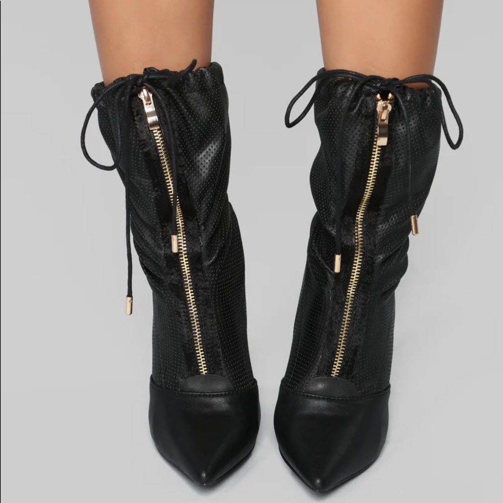 Front Zipper Heel Moto Boots